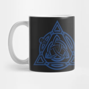 Blue Celtic Triquetra Circle Triangle Black And White Mug